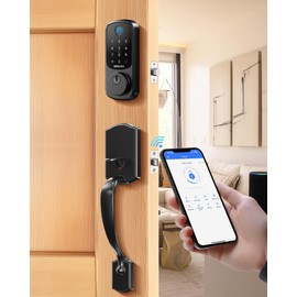 DESLOC B200 Keyless Entry Door Lock with Handle Set, Smart Locks for Front Door, Deadbolt Smart Lock, Front Door Locks Set, Electronic keypad Deadbolt with Handle, 12 Months Battery, IP54