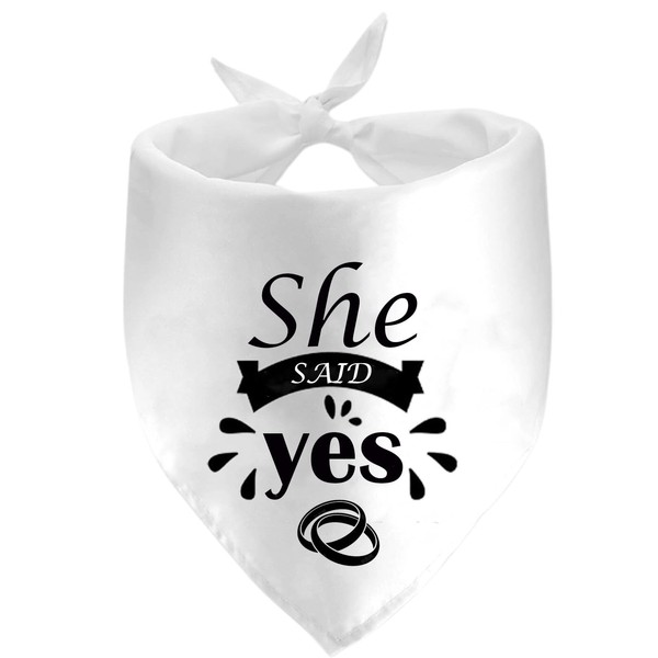She Said Yes Dog Bandanas, Wedding Dog Scarf, Engagement Announcement