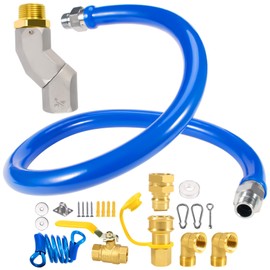 3/4" × 36 inch Commercial Gas Line Hose, 1675KIT36 Safety System Kit, With A Swivel Head, Mobile Gas Hose Connector Kit for Commercial Kitchen, with 3/4" Quick Disconnect