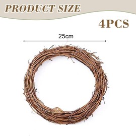 4pcs Natural Grapevine Wreaths 25cm, Vine Rattan Wreath, Decor Vine Branch Wreath for DIY Crafts Garden Home Front Door Wall Decor Wedding Party Decorations