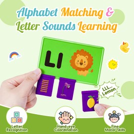 Learning Toys for Kids Ages 3-6: Snap & Match Beginning Sounds Cognitive Flash Cards Kindergarten Classroom Must Have Matching Game Educational Toys Gifts for Boys Girls Preschool Learning Activities