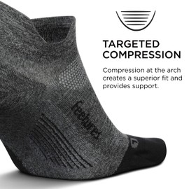 Feetures Elite Ultra Light Cushion Ankle Socks - Sport Sock with Targeted Compression - Gray, S (6 Pair)
