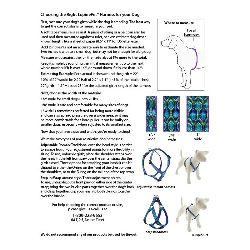LupinePet Originals 3/4" Dapper Dog 20-32" Adjustable Roman Dog Harness