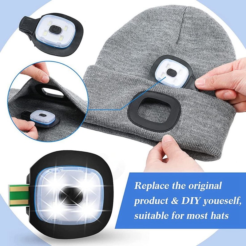 Fibroxify USB Rechargeable Knit Beanie Hat Light, 4 Pieces, Strong