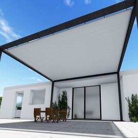 TANG 7' x 9' Waterproof Shade Cloth with Grommets, Sun Shade Sail Rectangle Straight Side, 260 GSM UV Block Fabric Patio Canopy for Deck Carport Backyard Pergola Cover, Gray