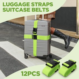 12 Pcs Luggage Straps for Suitcases, Travel Belt Suitcase Belt, Suitcase Straps, Luggage Belt Strap, Travel Straps for Luggage, Luggage Band Bag Straps