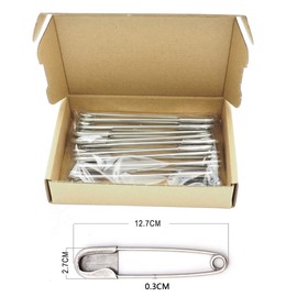 Hymyily Stainless Steel Jumbo Safety Pins, 10 Pack, Extra Large, Jumbo Large Pins for Laundry and Dry Cleaning (Nickel White)