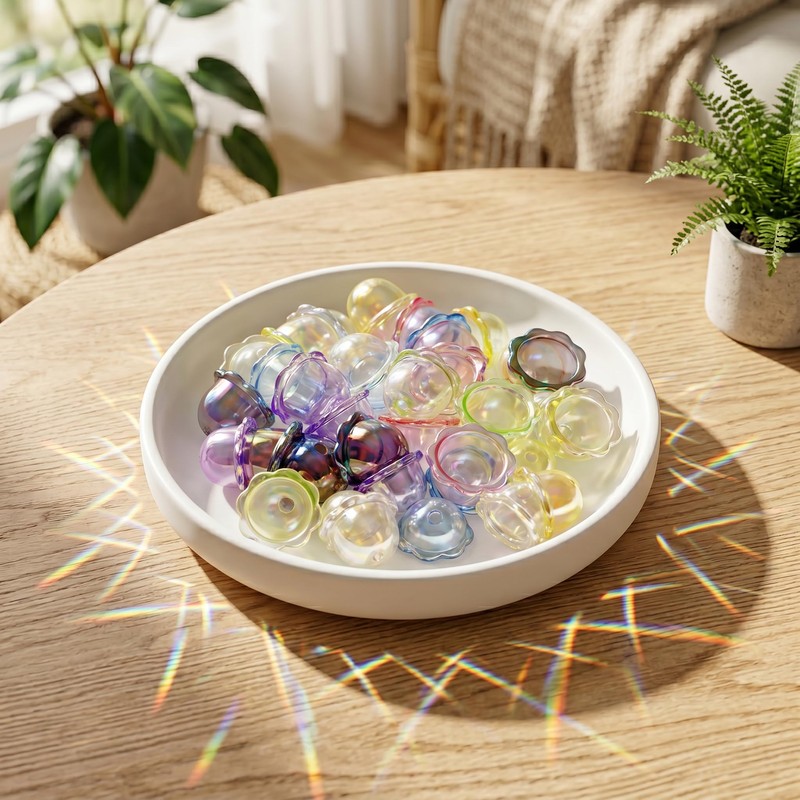 50Pcs Aesthetic Floral Beads Set - Jellyfish Trumpet Flower Beads