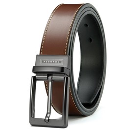 CHAOREN Men's Leather Belt, Reversible Belt for Men, 35 mm Wide Belt, Adjustable Size, Black & Brown, Men's Belt for Business, Suit and Jeans, brown/black
