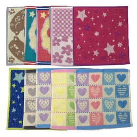 pkpohs Mini Towel, Towel Handkerchief, Set of 10, Washcloths, Choose Colors, Patterns, Commute to School or Work (20x20)