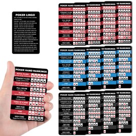 AmazingSpark Poker Hand Rankings Chart Rules Cheat Sheet Cards Poker Hands Ranking Card Beginners Quick Reference Guide Cheat Sheet for Texas Hold (Red,Blue,Black,12 Pcs)