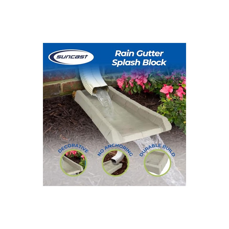 Suncast Poly Composite Easy to Use Decorative Outdoor Rain Gutter