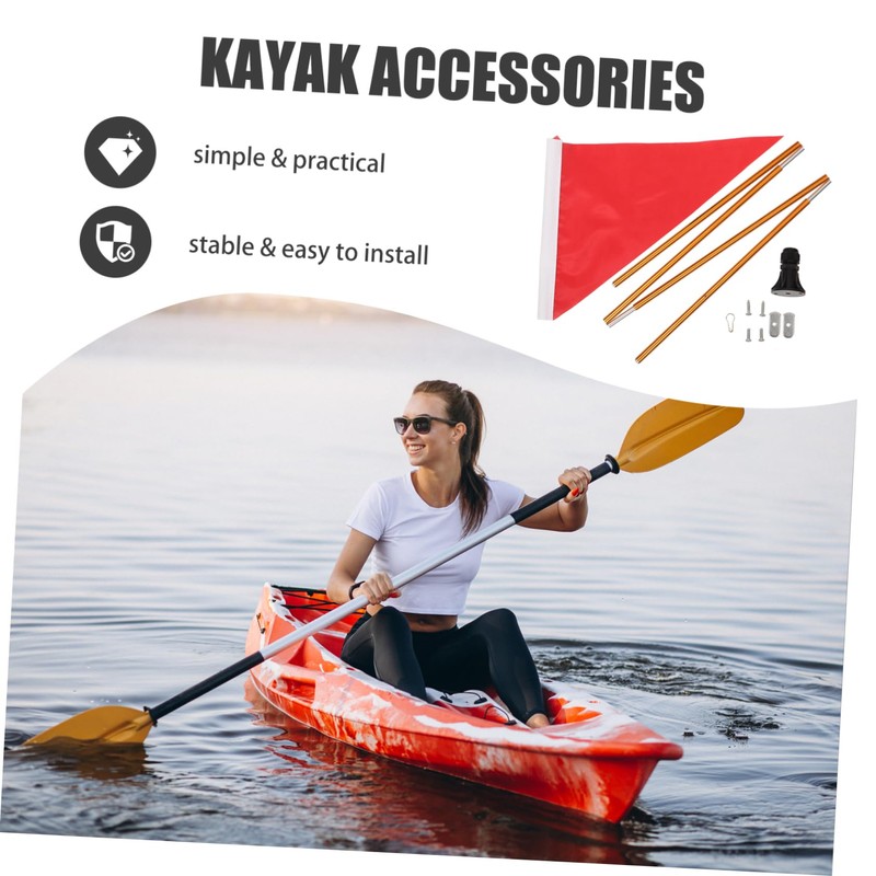 KICHOUSE Kayak Accessory Folding Flag Pole Safety Flag Bright Conspicuous
