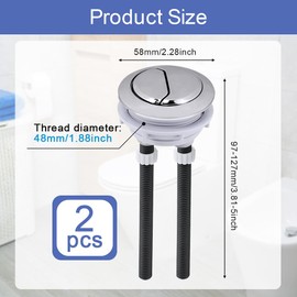 KYYGKY Toilet Push Button, 2 PCS 48mm Dual Flush Water Tank Push Buttons Chrome Dual Flush Cistern Valve Round Head Toilet Flush Buttons Replacement for Bathroom Toilet Water Tank Repair, Silver
