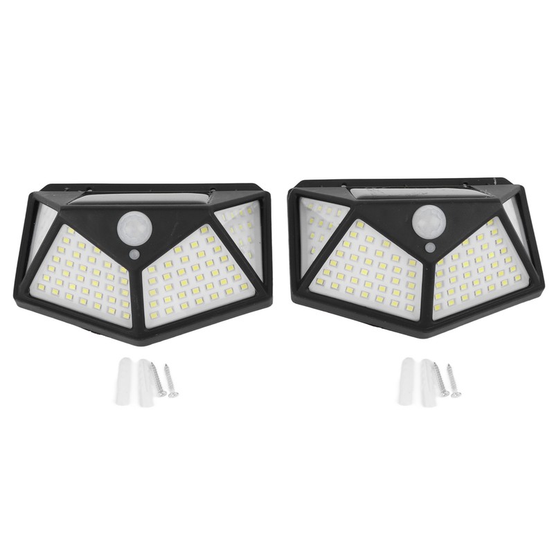 2 Pcs Solar Motion Sensor Light 4 Sided 100 LEDs