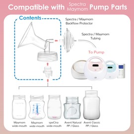 Maymom Pump Part Compatible with Spectra/Ameda Luna Pumps, Syngery Gold; Incl Wide Mouth Flange 21 mm 2nd Gen. Valve; Not Original Spectra Flange; Replaces Spectra S1 S2, Plus Shield, Accessories
