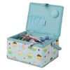 Medium Cupcake Sewing Box, Blue Cupcake Pattern Fabric, 18.5 x