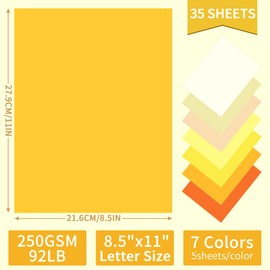 35 Sheets Yellow Tones Cardstock - 8.5'' x 11'' 92lb/250gsm Yellow Colors Card Stock Heavyweight Paper Thick Paper for Scrapbooking, Crafts, Business Cards, Invitations PAP05MX5