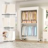 FUTASSI White Clothing Rack with Beige Cover, P1C Rolling Closets