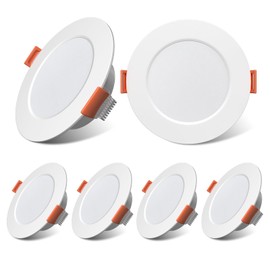 3 Inch RV Recessed Ceiling Lights 12V 3W 3000K, 6-Pack Ultra-Thin Puck Light, Dimmable LED Downlights for RV Camper Van Truck Boat Under Cabinet Lighting (70-75mm Cutout)