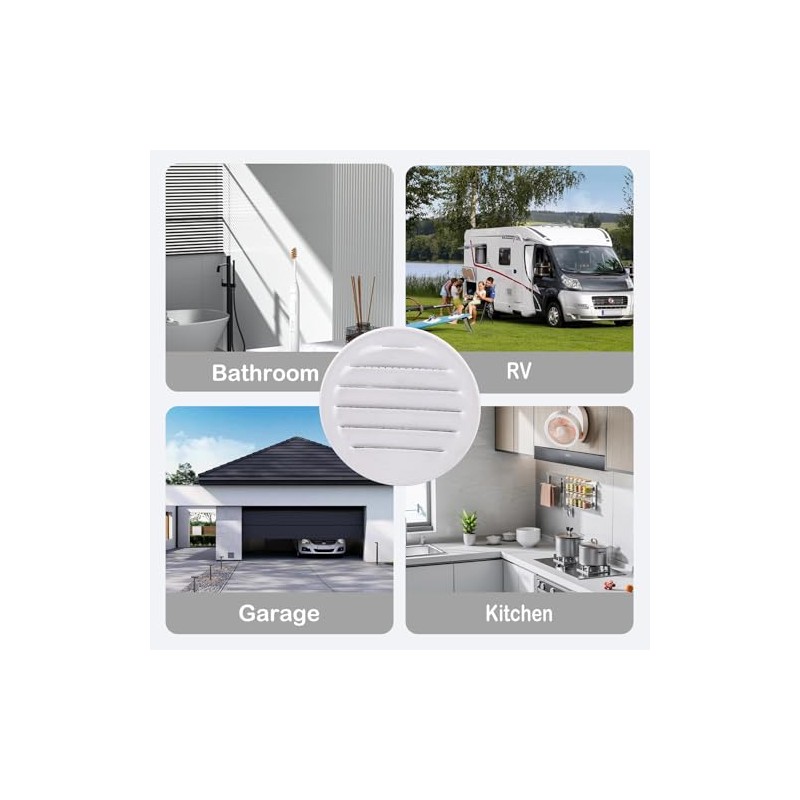Round Aluminum Louver with Insect Screen, 2 Inches, White, 6-Pack