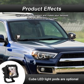 ROMELACK Ditch Hood Mount Light Brackets LED Pods Bracket Compatible with Toyota Tundra 2007-2021 (Black)