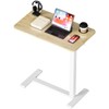 BIZUM Adjustable Bedside Table with Swivel Hidden Wheels Pneumatic Rolling