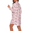 ENJOYNIGHT Women's Sleep Shirt Flannel Print Pajama Top Button-Front Nightshirt