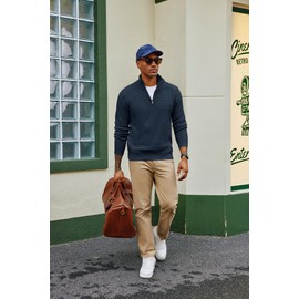 PJ PAUL JONES Mens Jumpers Half Zip Jumper Stand Collor V Neck Long Sleeve Pullover Royal Blue L