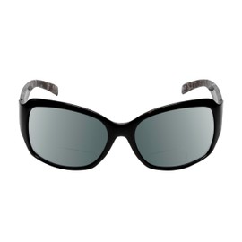 Calabria RE3560BF-AP BiFocal Reading Sunglasses Polarized or NON-Polar Women's Bi-Focal Sun Readers Trendy Fashion Sunnies, Black Silver Snakeskin/Polarized Smoke Grey, Medium