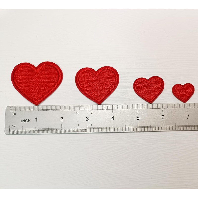 Zlettery 24pcs Red Heart Iron on Patches, Heart Embroidered Patches