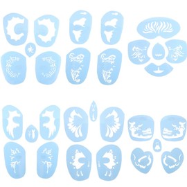 Akozon 6 Styles/Set Face Painting Stencil Reusable Tattoo Cosmetic Painting Tool