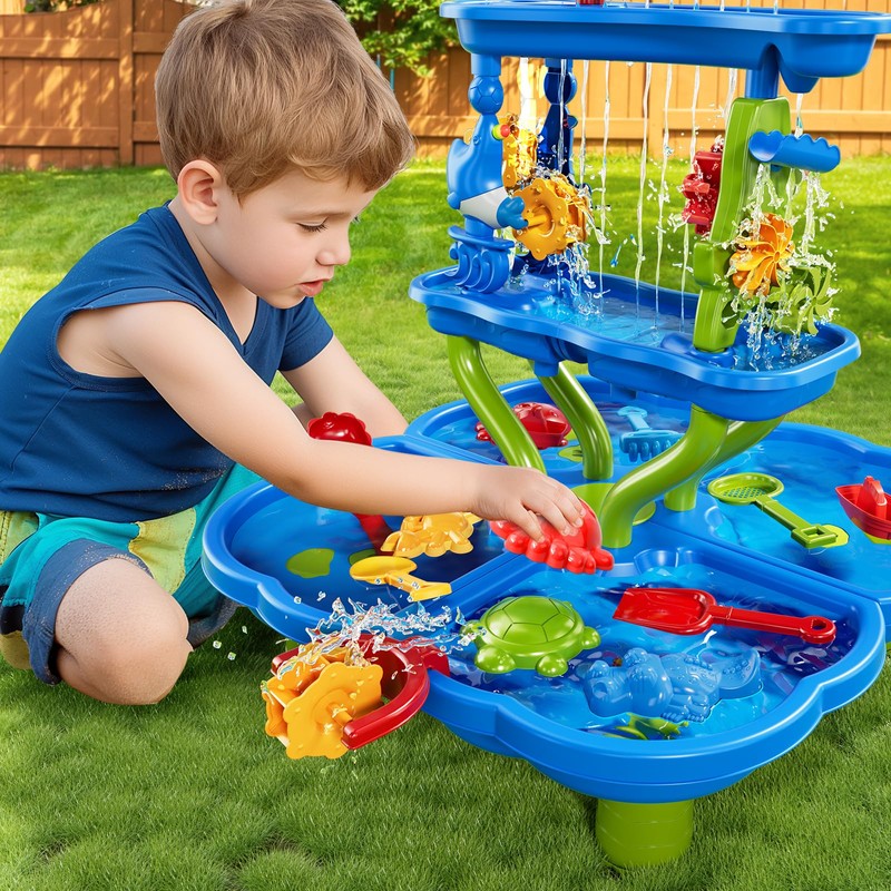 KIZONLY 4-Tier Kids Water Table for Toddlers, Sand Beach Toys