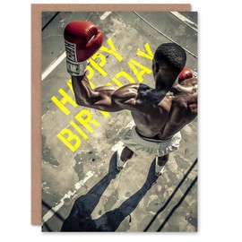Artery8 Boxing Sport Fan Boxer Aerial Photograph For Him Man Birthday Card