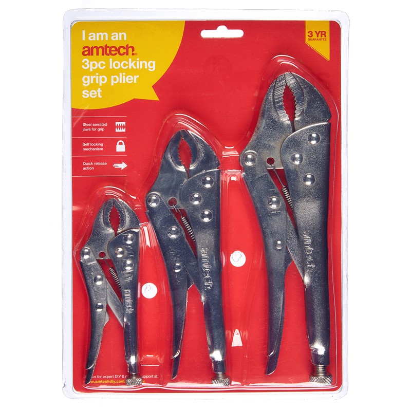 Amtech C1670 3 Piece Locking Grip plier Set
