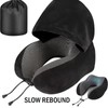 Hooded U-Shaped Memory Foam Travel Pillow, 9.84 × 9.06 ×