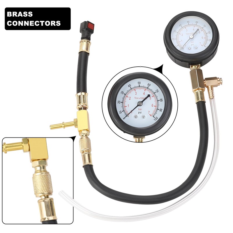 Hromee Fuel Pressure Test Kit 0-100PSI with 9.49,7.89,6.30 Fuel Line