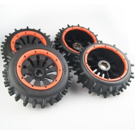 Orange Beadlock Knobby Digger Tires Wheels for Rovan HPI Baja 5B 5T 5SC King Motor Losi DBXL 5ive T