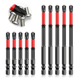 FPH2 Impact Screwdriver Bit Set, S2 Steel 65mm & 110mm Slotted Heads 1/4 Inch Hex Shank, Cross Slot Screw Driver Drill Bits Used by Electricians with Magnetism, 10 PCS