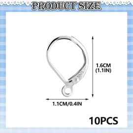 Girihe 10 PCS Sterling Silver Earring Hooks, 925 Silver Earrings DIY Earring Making Supplies, Sterling Silverr Earringg Hooks 925 for Women DIY Jewelry Making Crafts Crochet Stitch Maker Supply