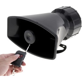 DriSentri 7 Sounds Loud Car Warning Alarm Police Fire Siren Horn Speaker with Remote Controller 12V 100W, Siren for Car