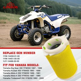Air Filter & Guide & End Cap Kit for Yamaha Big Bear 350 1987-1999 Moto-4 250 350 1987-1995 Kodiak 400 1993-1999 Timberwolf 250 1992-2000#1YW-14451-00-00 1YW-14458-01-00