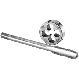 Burkit M6 X 0.75 Tap and Die Set Right Hand, M6 x 0.75 Machine Thread Tap and Round Die