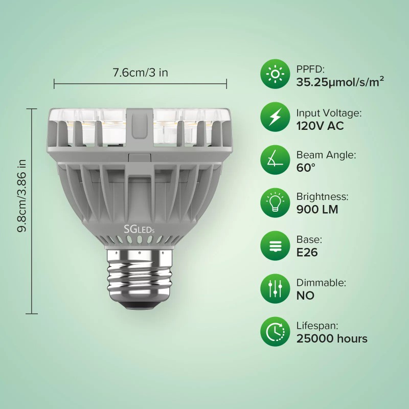 SANSI LED Grow Light Bulb 10W PR20 Indoor Grow Sunlight