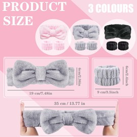 Facial Headband and Wrist Towel Set, 3 Pack Hair Bands, 3 Pairs Coral Fleece Wash Bands, Shower Accessories (Blue, 9pcs)