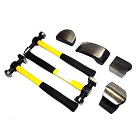 New 7pc Fiberglass Handle Fender Auto Body Repair Tool Kit Hammer Dolly Dent with Case