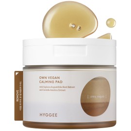 HYGGEE Own Vegan Calming Pad - Cotton Facial Toner Pads with Sophora Flavescens Extract - Calming, Exfoliating and Moisturizing, 70 sheets