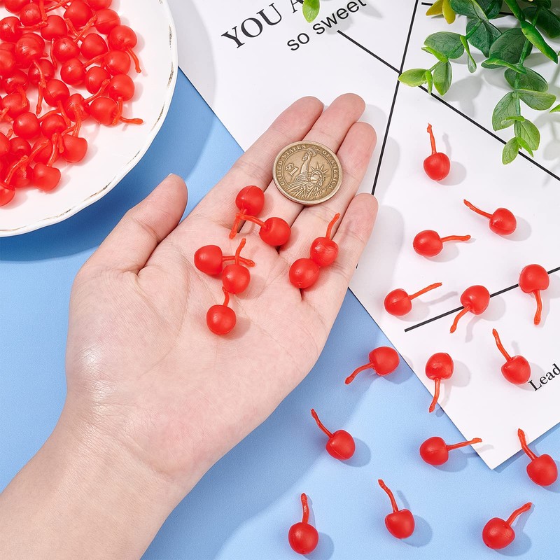 OLYCRAFT 100pcs Miniature Simulation Cherries Artificial Cherry Decorations 3D Cherry
