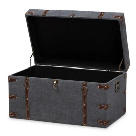 Baxton Studio Transitional Grey Fabric Upholstered Storage Trunk Ottoman