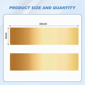 Fabbay 2 Pieces Door Kick Plate Kick Plates for Exterior Doors Aluminum Kick Plate for Doors Decor Avoid The Door from Kicking(Gold,4 x 16 Inch)